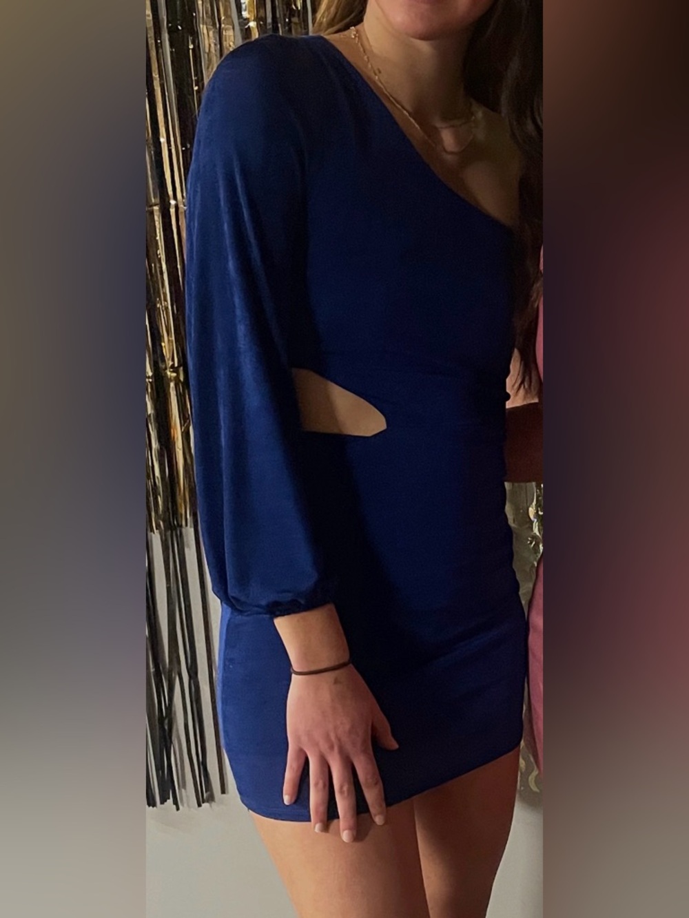 City Studio One-Shoulder Blue Cutout Dress